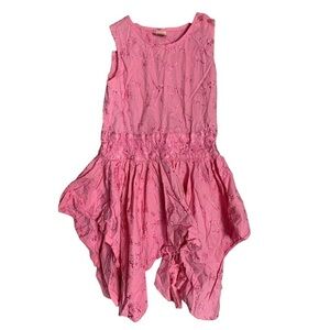 Vintage April Cornell Kids Pink Floral Embroidered Princess Fairy Dress Size 7/8